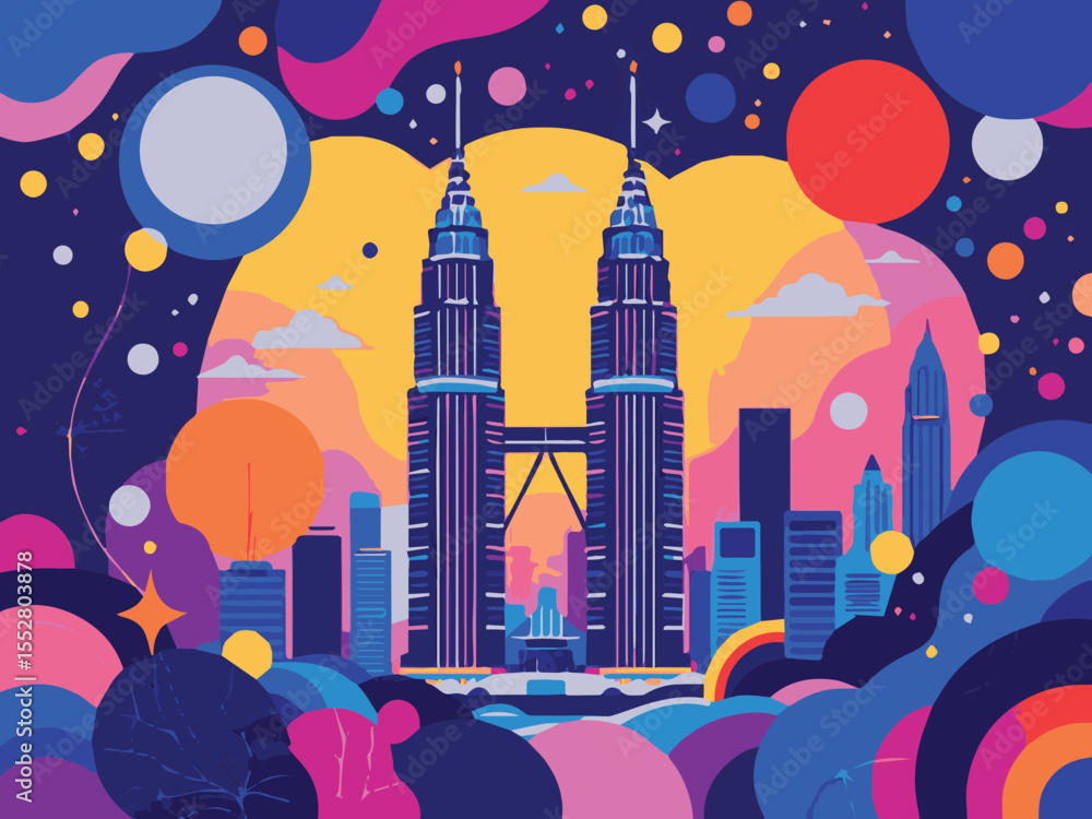 Obraz premium kuala lumpur malaysia petronas tower vector illustration