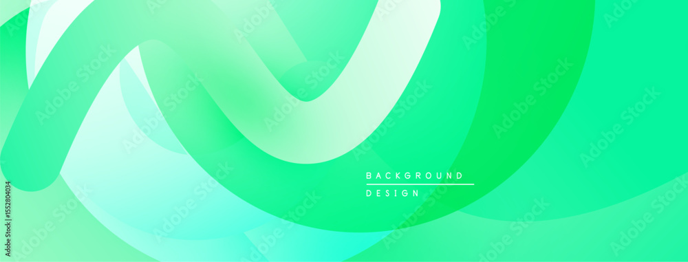 Fototapeta premium Abstract green layers create flowing dynamic backdrop. Smooth curves suggest movement, modern aesthetic. Light gradients add depth.