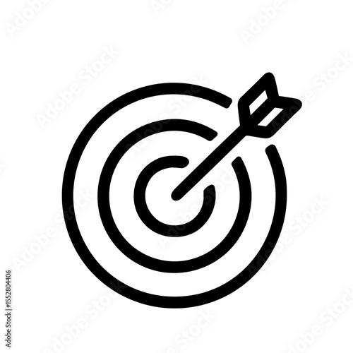 Simple Outline Target with Arrow Hit the Center Business Icon