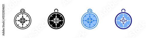 Compass Multiple Style Icon Set Vector 