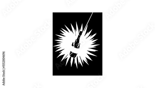 Break Champagne at a Ship Christening, black isolated silhouette