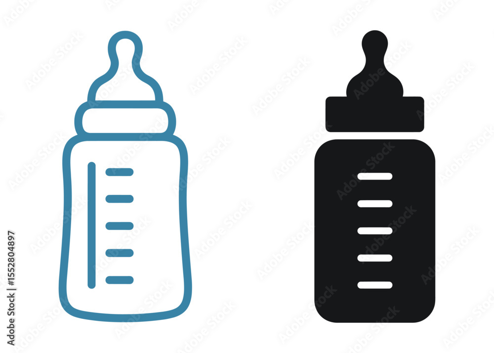 Baby Bottle Icons: Minimalist Blue Outline and Black Solid for Nursery and Parenting
Baby Bottle Icons: Minimalist Blue Outline and Black Solid for Nursery and Parenting