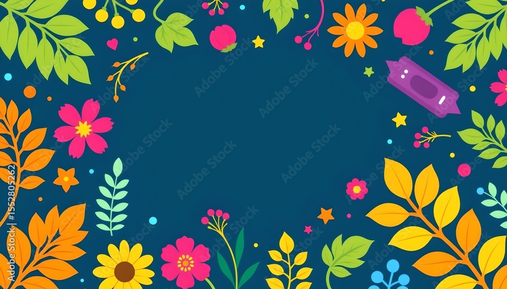 Obraz premium a vibrant scene filled with colorful floral patterns, set against a dark background