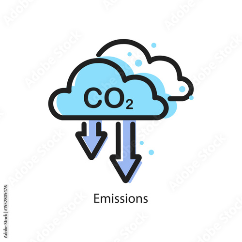 CO2, ecology, cloud icon. Carbon dioxide reduction. Vector illustration.