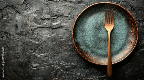 black empty plate on dark background ai 