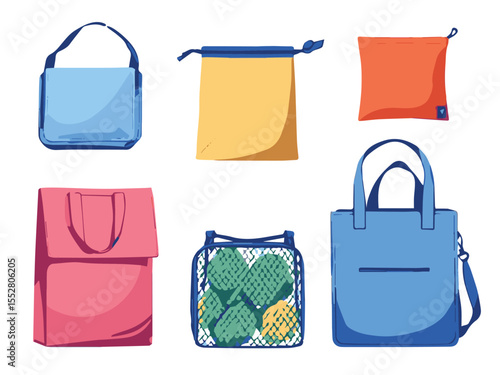 set of colorful bags