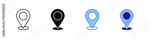 Location Multiple Style Icon Set Vector 