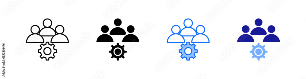 Team Building Multiple Style Icon Set Vector Team Building Multiple Style Icon Set Vector