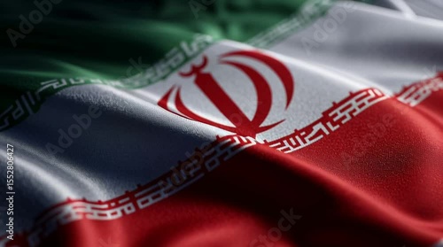 Iranian flag waving in the wind. Symbol of iran. National flag of islamic republic.