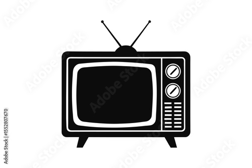 Tv silhouette vector bundle  illustration, Set of black Tv silhouette vector 