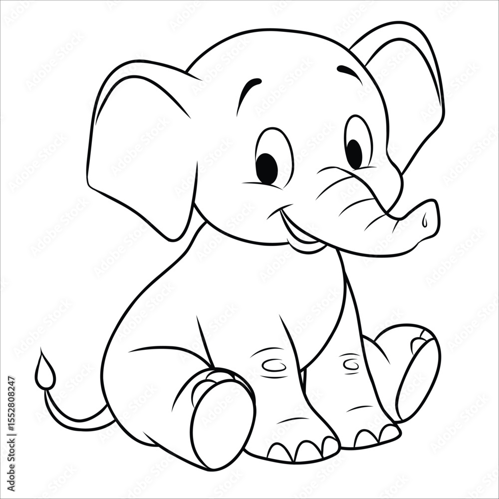 Naklejka premium Baby elephant coloring page - vector illustration