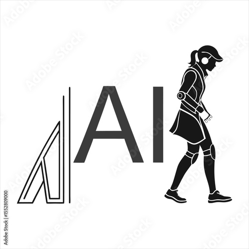 Human Evolution Towards AI and Technology Concept.

