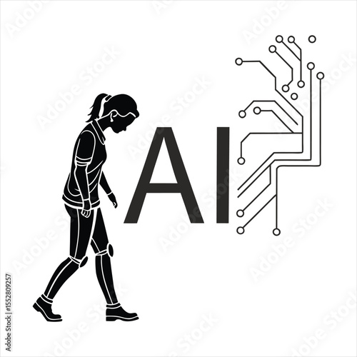 Human Evolution Towards AI and Technology Concept.

