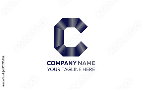 Modern Capital Letter C with Elegant Typography Style