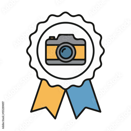 India Independence Day Vector Icon – Photographer Badge Ribbon, perfect for infographic design and apps