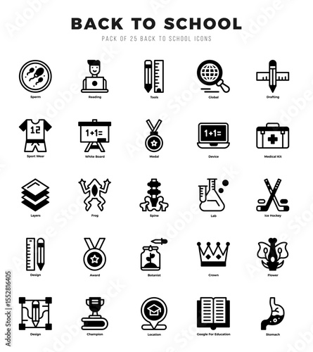 Back To School icons Pack. Lineal Filled icons set. Back To School collection set.