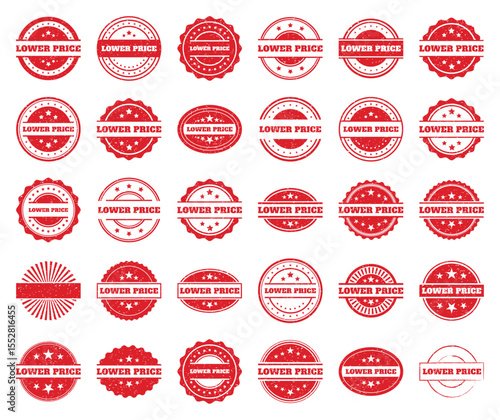 Lower Price Stamps. Sale. Discount. and Marketing Graphics