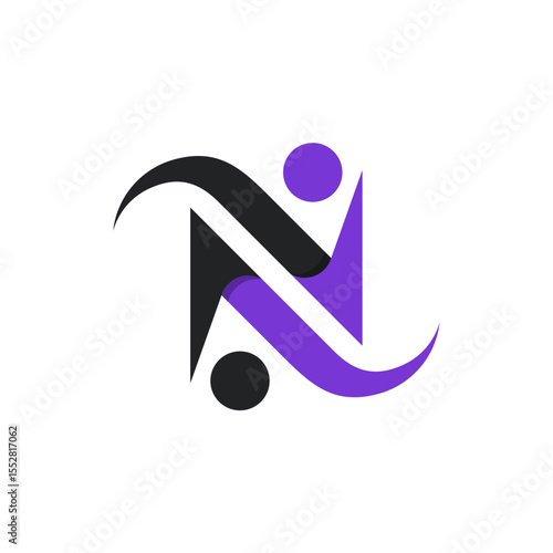 Dynamic Abstract N Human Flow Logo