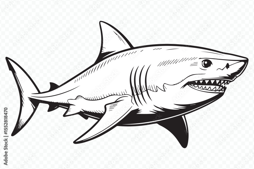 Obraz premium high-quality shark vector graphic with smooth curves and bold lines, perfect for educational, marine and ocean themes