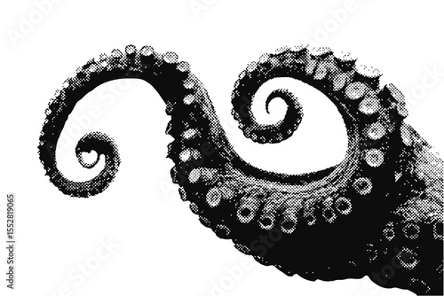 sea monster tentacle halftone grunge vector design element