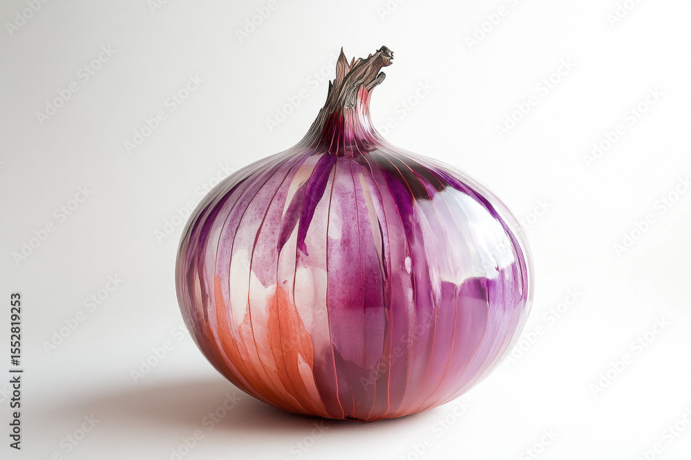 Fototapeta premium Fresh red onion isolated on white background with natural vibrant colors