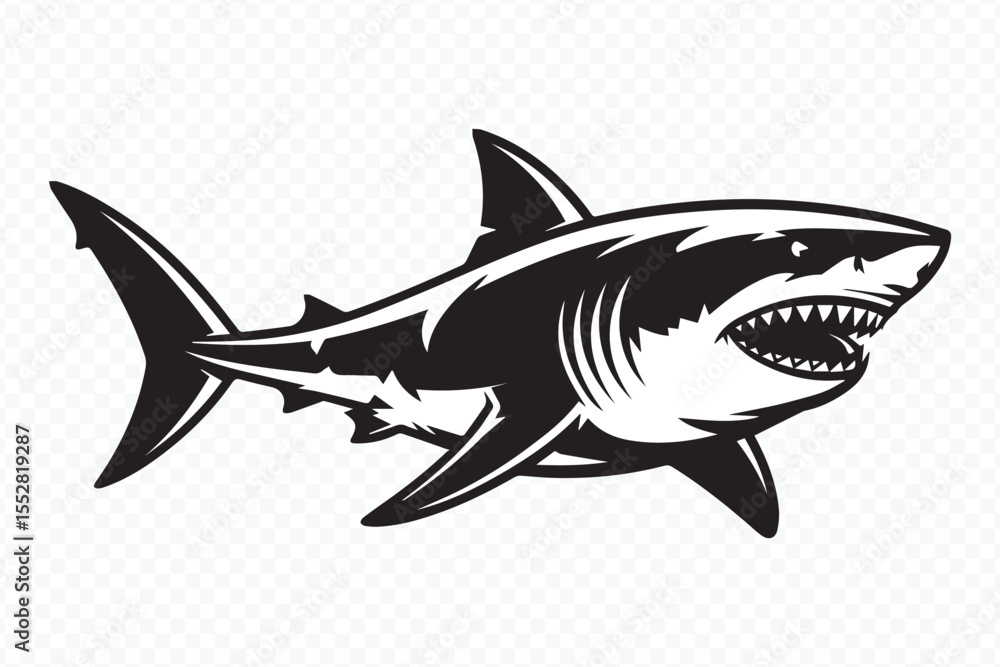Obraz premium detailed shark vector silhouette showcasing predator theme for wildlife, underwater, and digital artwork