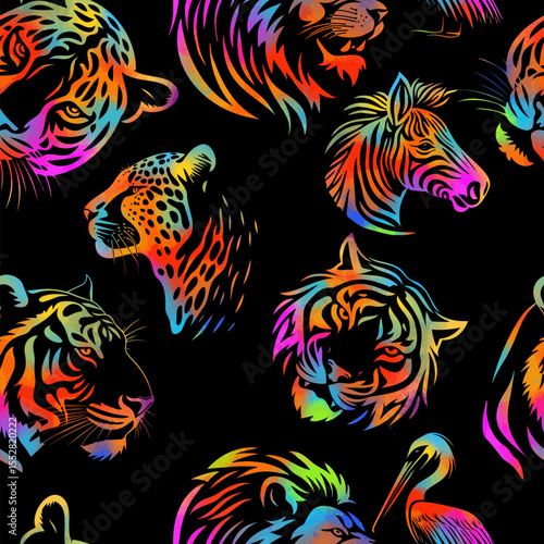 Animals seamless background. hand drawing. Not AI, Vector illustration