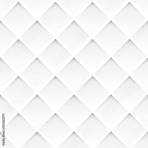 Square bas relief white color seamless pattern background graphic illustration.