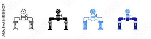 Pressure Gauge Multiple Style Icon Set Vector 