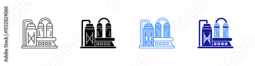 Oil Extraction Multiple Style Icon Set Vector 