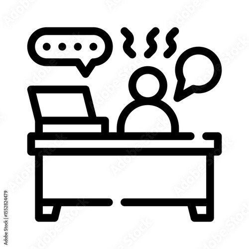 overworking line icon