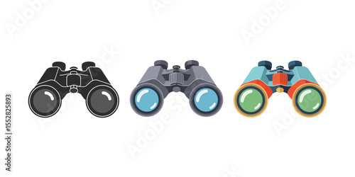 Binoculars Icon in Flat Style – Vector Illustration of Optical Equipment