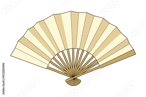 Hand fan fold clipart icon. Japan held fan vector handfan	