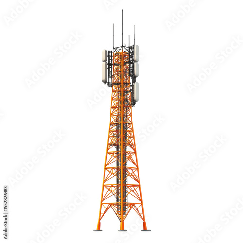Telecommunications Tower Isolated Antenna Structure 5G Network Technology on transparent background