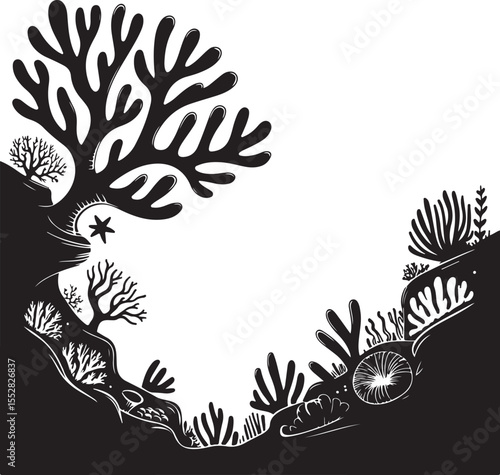  Monochrome Brain Coral and Branching Organisms
