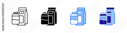 Milk Multiple Style Icon Set Vector 