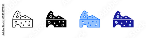 Cheese Multiple Style Icon Set Vector 