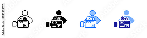 Videographer Multiple Style Icon Set Vector 
