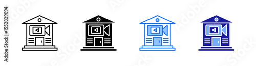 Home Video Multiple Style Icon Set Vector 