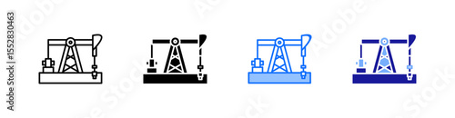 Oil Field Multiple Style Icon Set Vector 