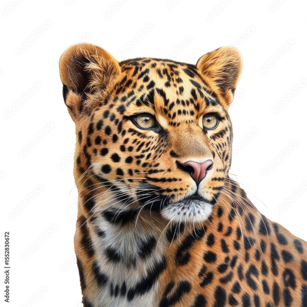 Obraz premium Fierce Leopard Portrait with Striking Yellow Eyes and Bold Spots