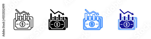 Recession Multiple Style Icon Set Vector 
