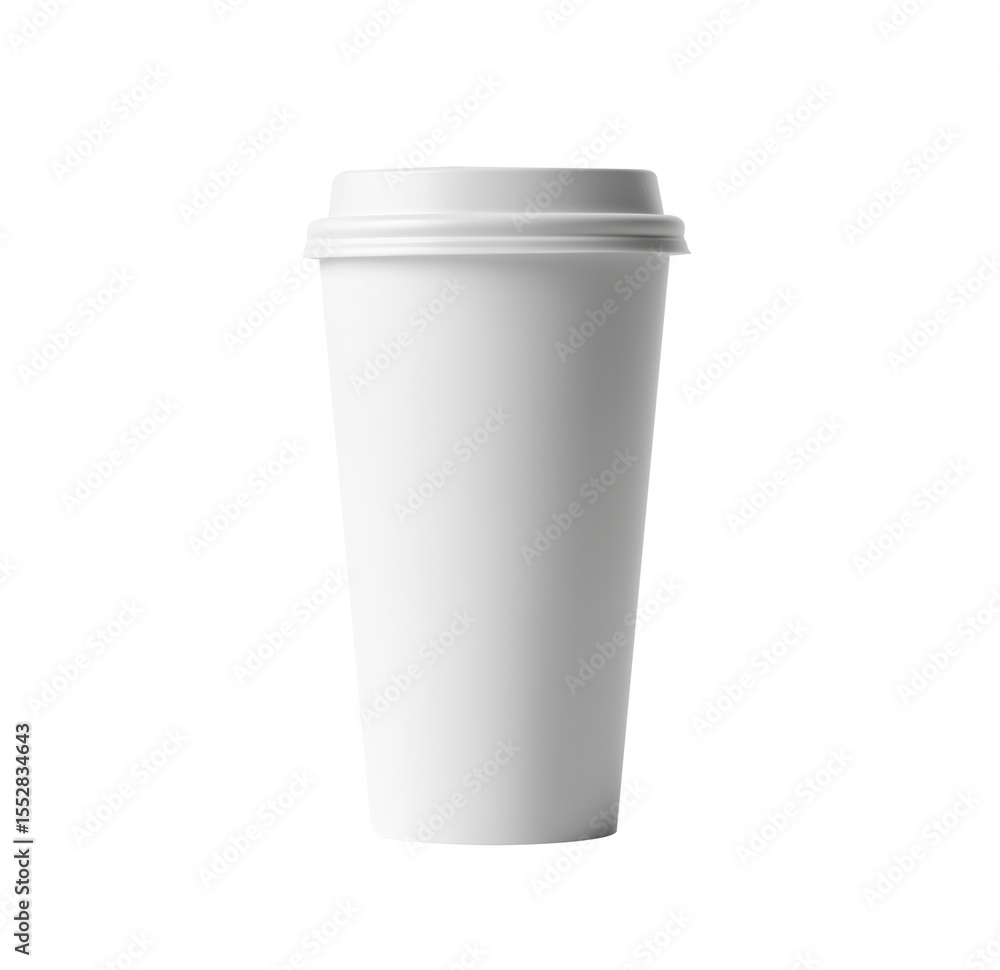 Simple white paper cup with lid, no pattern, PNG transparent background, coffee/takeaway packaging material Simple white paper cup with lid, no pattern, PNG transparent background, coffee/takeaway packaging material
