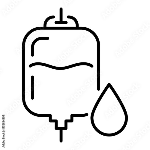 Blood bag icon, symbolizing blood donation, transfusion, emergency care, and medical treatment.