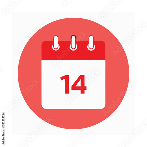 February 14 Highlighted on Blank Calendar Page