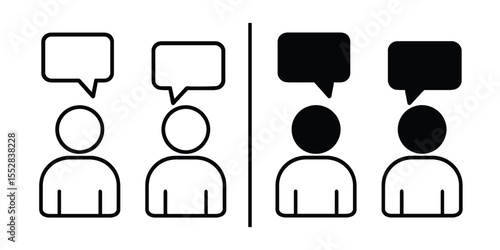 Communication Dichotomy: Minimalist illustration of two distinct dialogue scenarios – open and closed dialogues portrayed using speech bubbles and simple human figures.