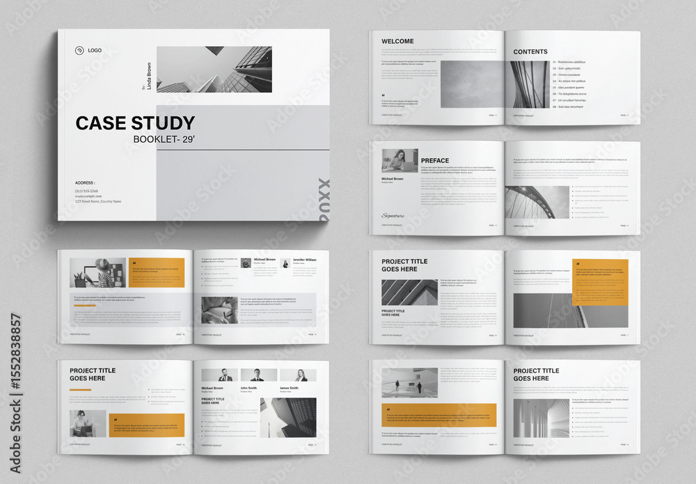 Case Study Booklet Template Landscape Stock Template | Adobe Stock