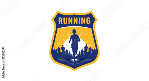 Silhouette of multiple runners in a race with sunrise background symbolizing endurance and fitness