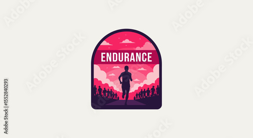 Silhouette of a runner symbolizing endurance and persistence in a dynamic landscape with cheering crowd