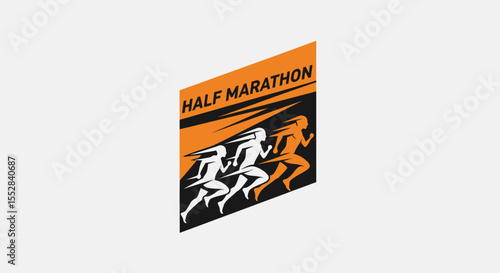Dynamic graphic design of runners competing in an energetic half marathon event